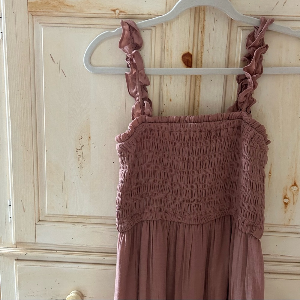 Love Tree Smocked Tan Dress